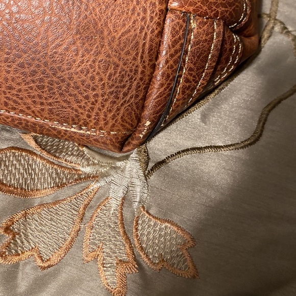 Large size BOC bag. Saddle tan colored. Showing wear on bottom corners. - Picture 6 of 8